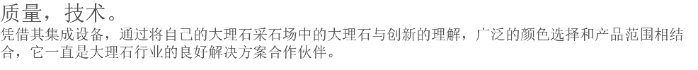 质量，技术。 凭借其集成设备，通过将自己的大理石采石场中的大理石与创新的理解，广泛的颜色选择和产品范围相结合，它一直是大理石行业的良好解决方案合作伙伴。